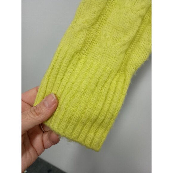 Evereve Womens Sweater Size XS Chartreuse Cable Knit Cozy Long Sleeve Pullover - Picture 5 of 13